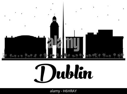 Dublin City skyline silhouette noir et blanc. Vector illustration. Concept simple pour le tourisme, la bannière de présentation Illustration de Vecteur