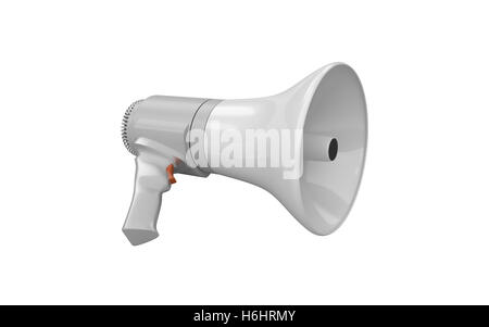 Megaphone 3D Rendering isolé sur fond blanc Banque D'Images