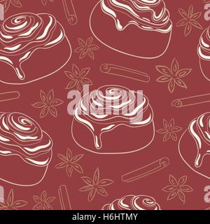 Modèle transparent avec des petits pains à la cannelle avec glaçage et d'épices. Des pâtisseries fraîchement préparées. Vector illustration. Illustration de Vecteur