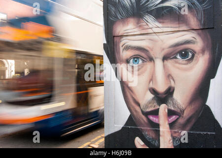 David Bowie Hommage fresque du Nord, Manchester Banque D'Images