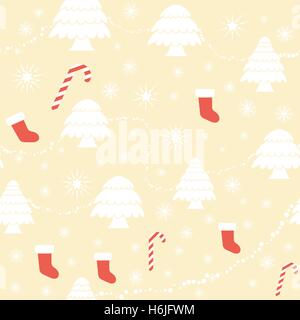 Noël sans motif dans télévision style. Vecteur. Arbre de Noël guirlande ruban. Des cadeaux. Illustration de Vecteur