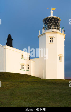 Lizard Point Lighthouse tower au cap le plus au sud de Grande-bretagne le cap Lizard, Cornwall, Angleterre au lever du soleil Banque D'Images