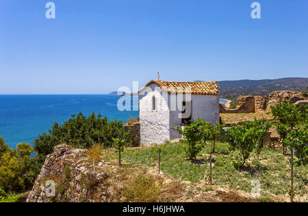 Monastère d'Agios Ioannis à l'intérieur de la forteresse de Koroni Banque D'Images