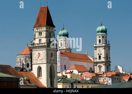 Ancien hôtel de ville et de la Cathédrale Saint Stéphane, Passau, Bavaria, Banque D'Images