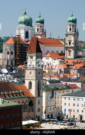 Ancien hôtel de ville et de la Cathédrale Saint Stéphane, Passau, Bavaria, Banque D'Images