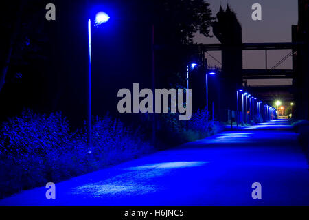 Chemin avec installation lumineuse à la Cokerie Zollverein cokerie, Site du patrimoine mondial de l'UNESCO, Route der Industriekultur Route Banque D'Images