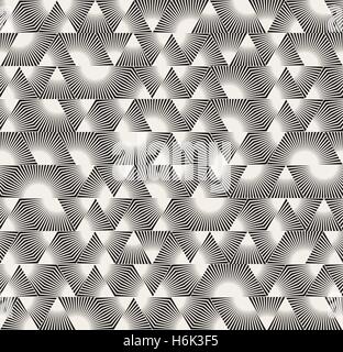 Seamless Vector Triangle noir et blanc Irrégulier Lignes Sunburst Illustration de Vecteur