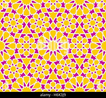 Seamless Vector Jaune Violet contour islamique Star motif géométrique Illustration de Vecteur