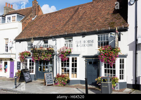 17e siècle Le Horse & Groom Inn, Broad Street, New Alresford, Hampshire, Angleterre, Royaume-Uni Banque D'Images