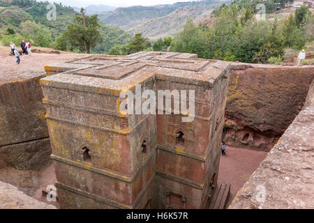 Lalibela, Éthiopie - janvier 15 , 2016 : Le métro monolithique Sain George Orthodox church Banque D'Images