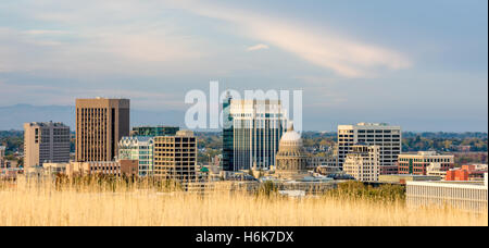 Boise IDAHO skyline avec tan de premier plan des herbes Banque D'Images