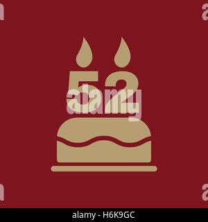 Le gâteau d'anniversaire avec des bougies en forme de numéro 52. Symbole d'anniversaire. Télévision Vector illustration Illustration de Vecteur