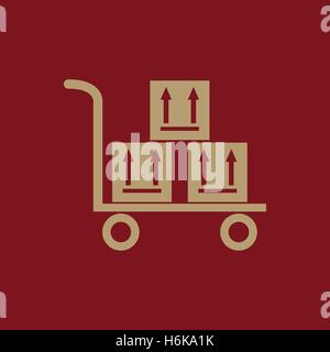 Le chariot d'entrepôt avec des cases icône. Livraison et expédition, logistique, transport symbole. Télévision Vector illustration Illustration de Vecteur