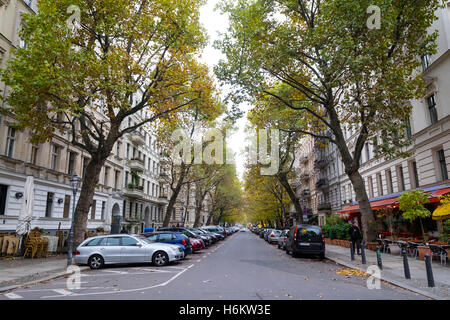 Husemannstrasse dans le quartier chic de Prenzlauer Berg à Berlin, Allemagne Banque D'Images