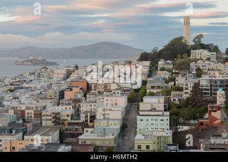 Telegraph Hill et les quartiers de North Beach Banque D'Images