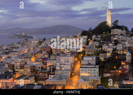 Telegraph Hill et les quartiers de North Beach Banque D'Images