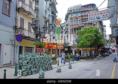 Scène de rue Vieille ville Macao Chine Banque D'Images