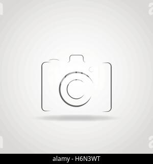 Appareil photo élégant icône silhouette en couleur noir. Illustration de Vecteur