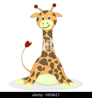 Cartoon girafe isolé sur fond blanc. Bébé girafe girafe et vector illustration Banque D'Images