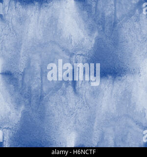 Seamless texture eau mer océan vagues peints à la main peinture à l'aquarelle abstrait art fond bleu Banque D'Images