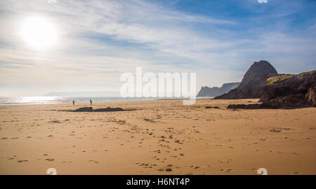 Trois falaises Bay, Gower, dans le sud du Pays de Galles, Royaume-Uni. Banque D'Images