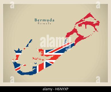 Carte moderne - Bermudes drapeau tricolore BM Illustration de Vecteur