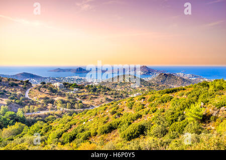 Voir au coucher du soleil de Yalikavak, Bodrum, Turquie Banque D'Images