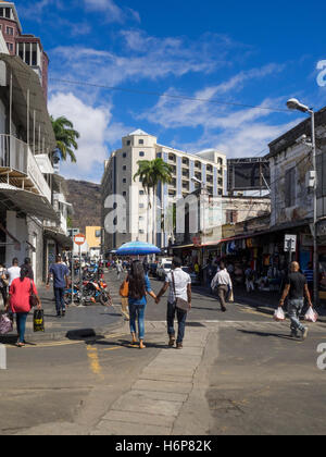 Rue de centre-ville de Port Luis, capitale de l'Île Maurice, l'Afrique Banque D'Images