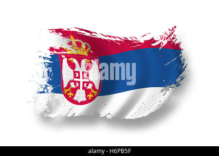 Drapeau Drapeau national de Serbie coup pictogramme Pictogramme symbole commercial Serbie Serbie texture vent nationalflagge Banque D'Images