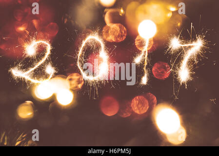 Résumé noël et nouvel an 2017 bokeh background Banque D'Images