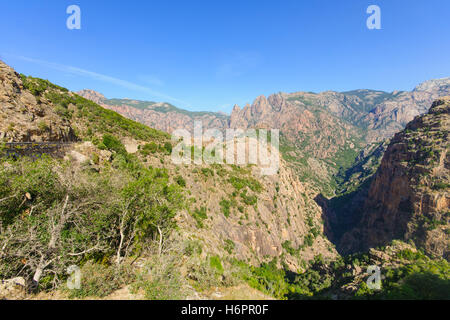 Vue sur les gorges de Spelunca, en Corse, France Banque D'Images