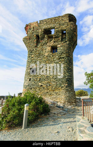 La tour de Nonza (Tour de Nonza), dans le Cap Corse, Corse, France Banque D'Images