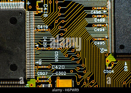 Carte à circuits imprimés, chemin de microprocesseurs Banque D'Images