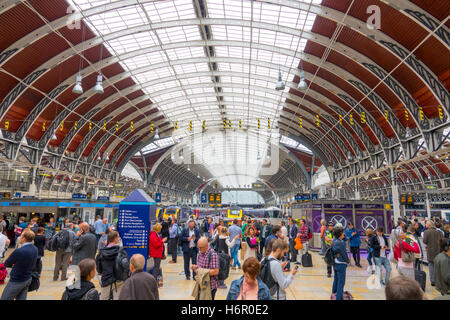 L'immense hall de la gare de Paddington à Londres Banque D'Images