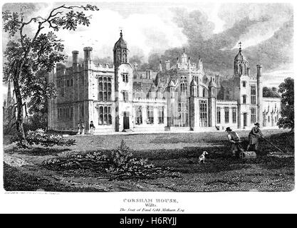 Une gravure de Corsham, Wiltshire Maison numérisées à haute résolution à partir d'un livre imprimé en 1812. Croyait libres de droit. Banque D'Images