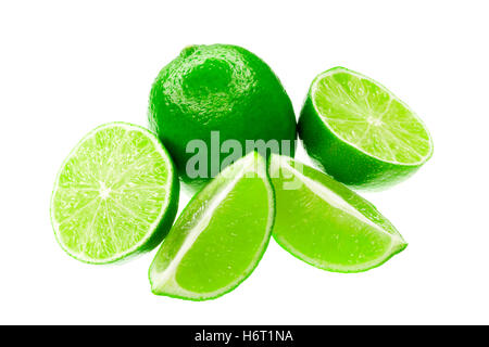 Limes frais isolé sur fond blanc Banque D'Images