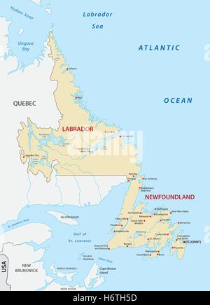 Carte de Terre-Neuve et Labrador Illustration de Vecteur