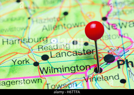 Wilmington sur une carte de New York, USA Banque D'Images