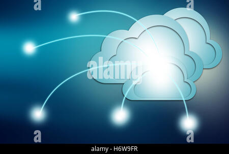 La conception du modèle bleu concept de projet Projet de plan de mise en réseau cloud illustration graphique des lignes lumineuses connectivité connexion brillant Banque D'Images