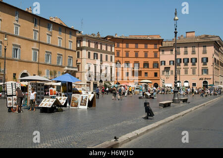 Les artistes de rue de la Piazza Navona, Rome, Italie, Europe Banque D'Images