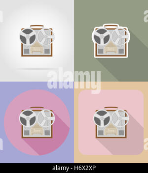 Ancienne rétro vintage icônes télévision enregistreur illustration isolé sur fond Banque D'Images