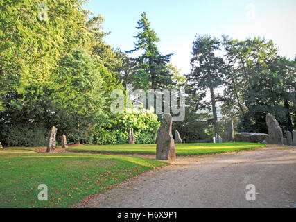 Une vue de Midmar cercle de pierre couchée dans le cimetière de Midmar Kirk près de Echt, Aberdeenshire, Ecosse, Royaume-Uni. Banque D'Images