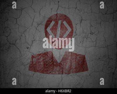 Concept de base de données : Programmeur sur mur grunge background Banque D'Images