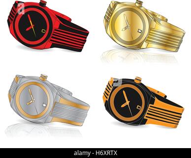Les hommes watch design classique vector isolated Illustration de Vecteur