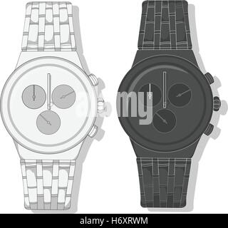 Les hommes watch design classique vector isolated Illustration de Vecteur