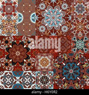 Vecteur Seamless tile patchwork avec motifs colorés de l'époque victorienne Illustration de Vecteur