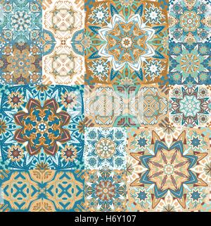 Vecteur Seamless tile patchwork avec motifs colorés de l'époque victorienne Illustration de Vecteur