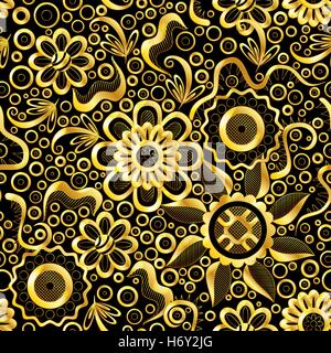 Arrière-plan transparent Floral d'or Illustration de Vecteur