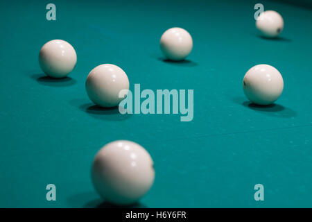 Close-up de Fédération de billard, table de jeu de boules sur le vert Banque D'Images