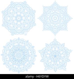 Noël à la main cadre dentelle, mandala. Illustration de Vecteur